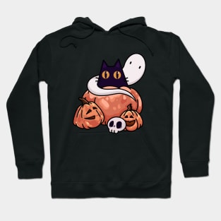 Black cat and halloween pumpkins Hoodie